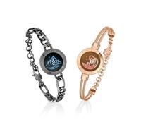 TOTWOO Long Distance Touch Bracelets for Couples, Smart Light & Vibration Love Jewelry, Long Distance Valentines Day Gifts for Him Her Women Men, One-to-One Bluetooth Pairing via App, One Size