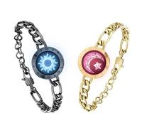 TOTWOO Smart Partner Bracelets for Long Distance Relationships with App Controlled 1:1 Bluetooth Pairing - Gift with Glow and Touch Vibration, Made of 316L Stainless Steel