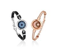 TOTWOO - Touch Couples Bracelets Vibration and Enlightenment for Love Couples Long Distance Relationship Gifts for Girlfriend Bluetooth, Una talla, Stainless Steel, Stainless Steel