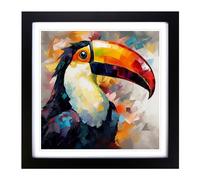 Toucan Abstract Art No.1 Framed Print | 18x18 Inch Black Framed Wall Art | Ready to Hang | Abstract Fantasy Picture | Living Room Bedroom Lounge Office