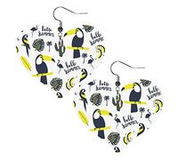 Toucan And Parrot1 Heart Shape Leather Earrings Women Girls Simple Dangle Earrings Gifts for Her