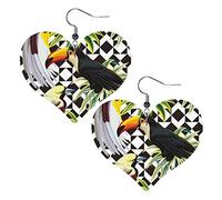 Toucan And Parrot2 Heart Shape Leather Earrings Women Girls Simple Dangle Earrings Gifts for Her
