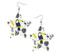 Toucan And Parrot2 Star Shape Shaped Leather Earrings Women Girls Simple Dangle Earrings Gifts for Her