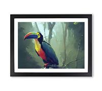 Toucan Bird Art Painting Vol.4 Framed Print | A4 Black Framed Wall Art | Ready to Hang | Modern Historical Picture | Living Room Bedroom Lounge Office