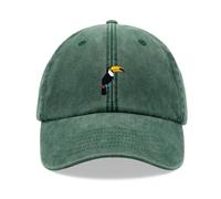 Toucan Bird Baseball Cap Vintage Washed Unisex Dad Hat Adjustable Bottle Green