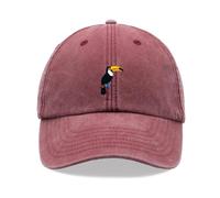 Toucan Bird Baseball Cap Vintage Washed Unisex Dad Hat Adjustable Red