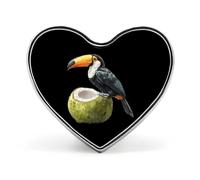Toucan Bird Coconuts Enamel Button Lapel Pin Heart Brooch Cute Funny Badge for Backpacks Hats 1"