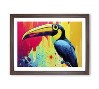 Toucan Bird Splash Vol.2 Abstract H1022 Framed Print for Living Room Bedroom Home Office Décor, Wall Art Picture Ready to Hang, Walnut A3 Frame (46 x 34 cm)