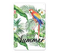 Toucan Bird Tin Sign Novelty Personalized Metal Sign Colorful Flower Personalized Chic Sign Travel Souvenirs Beach Mud Room Decor for Pool House Entryway Half Bath Yard Pub 12x8in