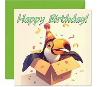 Toucan Birthday Cards - Animal Gifts - Happy Birthday Card for Son Daughter Brother Sister Grandson Granddaughter Niece Nephew Cousin, 145mm Bday Greeting Cards