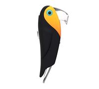 Toucan Bottle Opener Waiters Corkscrew - by Bar Amigos Bartender Themed Professional Wine Bottle Opener Stainless Steel with Black Silicone Handle Foil Cutter Beer Red White Wine Novelty Bird Design
