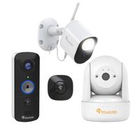 TOUCAN Complete Home Security System - V3 Wireless Video Doorbell with Chime, Wired Security Light Camera & Seek Indoor Pan/Tilt Camera, 1080p CCTV, Motion Detection, 2-Way Audio, Night Vision, No Sub