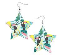 Toucan Flamingo Cactus Star Shape Shaped Leather Earrings Women Girls Simple Dangle Earrings Gifts for Her