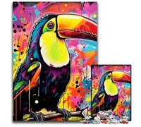 Toucan Graffiti Painting Jigsaw Puzzles for Adults 1000 Piece cardboard Puzzles Perfect for Teenagers & Collectors, Ideal Home Decor & Travel Gift 26X38CM/10.23x14.96inch