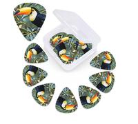 Toucan Guitar Picks 12 Pack with Organizer Box, 0.46 0.71 0.96 mm Includes Thin Medium Heavy Thickness,Abstract Guitar Pick Plectrums for Electric Guitar Ukulele Bass