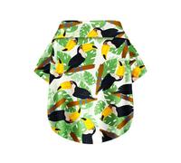 Toucan Hawaii Style Pet Dog T-Shirt, Four-Way Stretch Breathable Light Cool Summer Shirts, Casual Beach Seaside Daily Clothes for Small Size Puppy.Green L