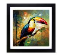 Toucan Impressionism Framed Print | 18x18 Inch Black Framed Wall Art | Ready to Hang | Impressionist Nature Picture | Living Room Bedroom Lounge Office