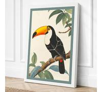 Toucan in Foliage Botanical Canvas Wall Art Print 18x12 Inch