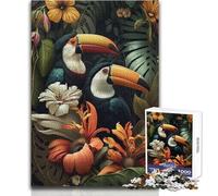 Toucan in Jungle Style Teenagers 1000 Pieces Puzzle Educational Reasoning Skill Game Ideal Thoughtful Gift for All Events Size 38x52cm
