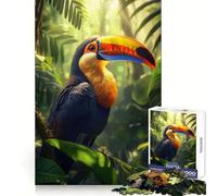 Toucan in Rainforest 1000 Piece Jigsaw Puzzles for Adults Mind Exercise Toy Casual Fun Precision Cut Artistic Gift 38x26cm