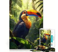 Toucan in Rainforest 1000 Piece Jigsaw Puzzles for Adults Mind Exercise Toy Casual Fun Precision Cut Artistic Gift 38x26cm