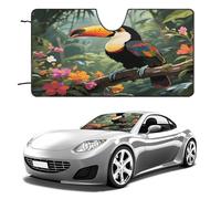 Toucan in The Rainforest Car Windshield Sun Shade - Reflector Sunshade Offers Ultimate Protection for Car Interior, Cool Reflective Sun Blocker Fits Small Sedans, Mini SUVs 55"x30"