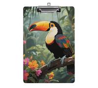 Toucan in The Rainforest Clipboard,Decorative Clip Board Acrylic Clipboards with Low Profile Metal Clip for Office,Teachers,Standard Letter Size 8.5x12.5