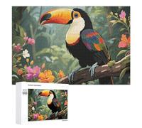 Toucan in The Rainforest Jigsaw Puzzle 1000 PCS Challenging Fun Puzzles Wooden Jigsaw Puzzles for Adults Families