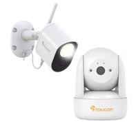 TOUCAN Indoor & Outdoor Wired Security Camera Bundle - Seek Pan & Tilt Indoor Camera + Security Light CCTV Camera, 1080p HD, Motion Detection, 2-Way Audio, Free 24-Hr Cloud Storage, No Subscription