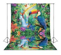 Toucan Jungle Birds Butterfly Funny Photography Backdrop Background Washable Photo Studio Backdrops for Party Video Shooting