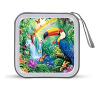 Toucan Jungle Birds Butterfly Portable Zipper CD Case 40 Capacity DVD Collection Holder for Car Office Home Travel