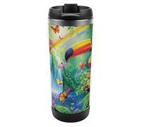 Toucan Jungle Birds Butterfly Stainless Steel Travel Tumbler Vacuum Insulated Mug with Lid Reusable Coffee Cup Gifts for Women Men