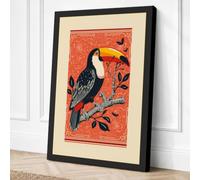 Toucan on Branch Boho Canvas Wall Art Print 24x16 Inch (61 x 41 cm)
