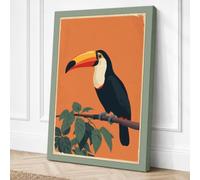 Toucan on Branch Botanical Canvas Wall Art Print 24x16 Inch (61 x 41 cm)