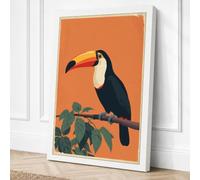 Toucan on Branch Botanical Canvas Wall Art Print 36x24 Inch (91 x 61 cm)
