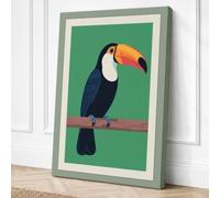 Toucan on Branch Modern Canvas Wall Art Print 36x24 Inch (91 x 61 cm)