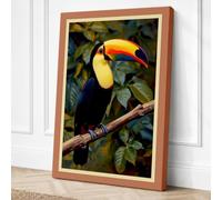 Toucan on Branch Tropical Canvas Wall Art Print 36x24 Inch (91 x 61 cm)