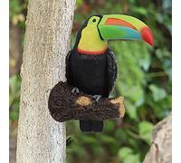 Toucan on Stump Statue Figurine Resin Garden Outdoor Indoor Decorative Bird Yard Figurine Gardening Miniatures Craft Micro Landscape Decor (Colorful Toucan)