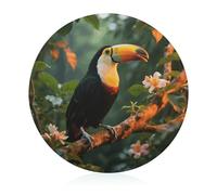 Toucan on The Tree Tempered Glass Cutting Board Durable Chopping Block Personalized Large Butcher Block Lightweight Round Cutting Mat for Kitchen Anti-Slip