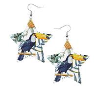 Toucan Palm Tree Pine Star Shape Shaped Leather Earrings Women Girls Simple Dangle Earrings Gifts for Her