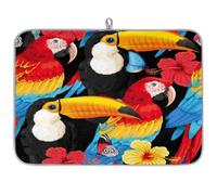 Toucan Parrot Birds Dishes Cups Drying Mat Tropical Animal Absorbent Microfibre Drying Pad for Kitchen Draining Board Counter-top Mat 16x18in