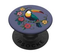 Toucan Perched on Floral Branch Tropical Bird Wildlife PopSockets Adhesive PopGrip