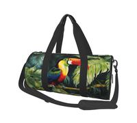 Toucan Perching of American Rainforests Round Travel Duffel Bag - Large Capacity Durable Carry-On Bag for Vacation, Gym, Short Trips