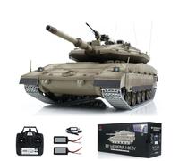 TOUCAN RC HOBBY 1/16 RC Tank Heng Long Merkava MK IV 3958 Remote Controlled Battle Tank Improved Metal Chain Wheels Smoke BB Shooting Double Battery Outdoor