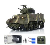 TOUCAN RC HOBBY 1/16 RC Tank US M5A1 Stuart VI Remote Control Light Tank 360° Two Battery Radio for 14 yr