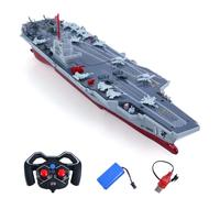 TOUCAN RC HOBBY 2.4 GHz RC High-Speed Boat, Remote Controlled Aircraft Carrier Warship S19, Electric Water, RTR Battery, Dual Motor, USB Charging, Outdoor