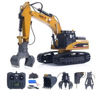 TOUCAN RC HOBBY HUINA Upgrade 580 1:14 Metal RC Excavator RC Bagger Model Engineering Vehicle Electric Ball Grabber 360 Rotating Shear Claw Sound Lights