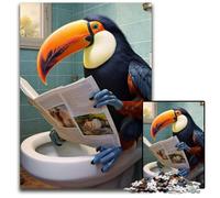 Toucan Reading Newspaper Jigsaw Puzzles for Adults 1000 Piece Puzzles for Adults Perfect for Family Gatherings, Birthdays, Holidays 26X38CM/10.23x14.96inch
