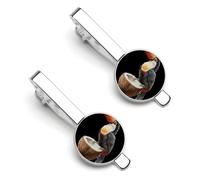 Toucan Sitting On Coconuts Men's Tie Clips Necktie Bar Pinch Clip Set of 2 Formal Business Wedding Accessories