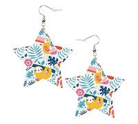 Toucan Sloth Snake Butterfly Star Shape Shaped Leather Earrings Women Girls Simple Dangle Earrings Gifts for Her